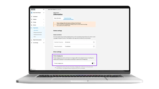 Illustration of a laptop with a dashboard from Virta Hub