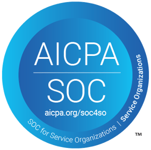 SOC 2-certificeringslogotype van AICPA (American Institute of Certified Public Accountants)