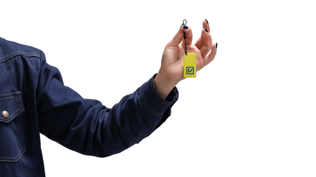 Hand holding RFID tag