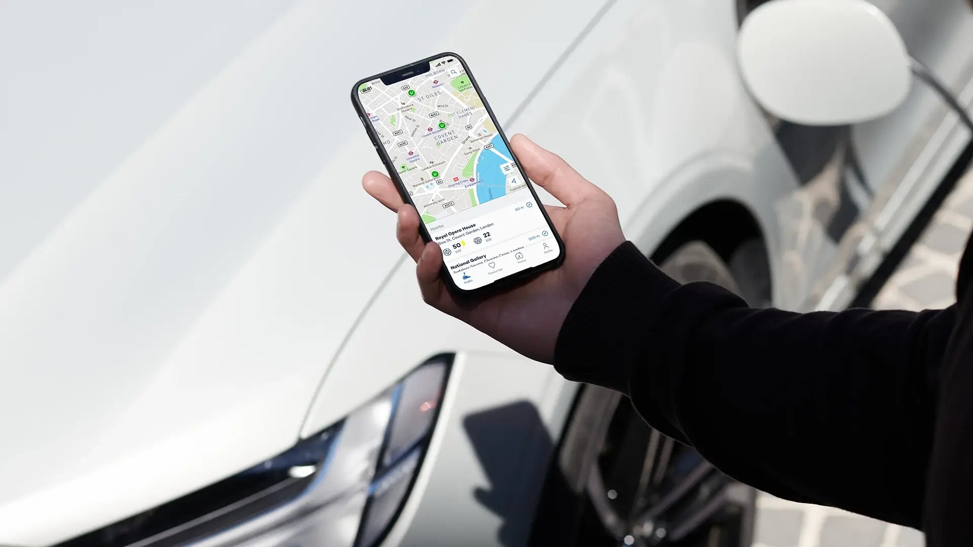 EV charging mobile app user interface