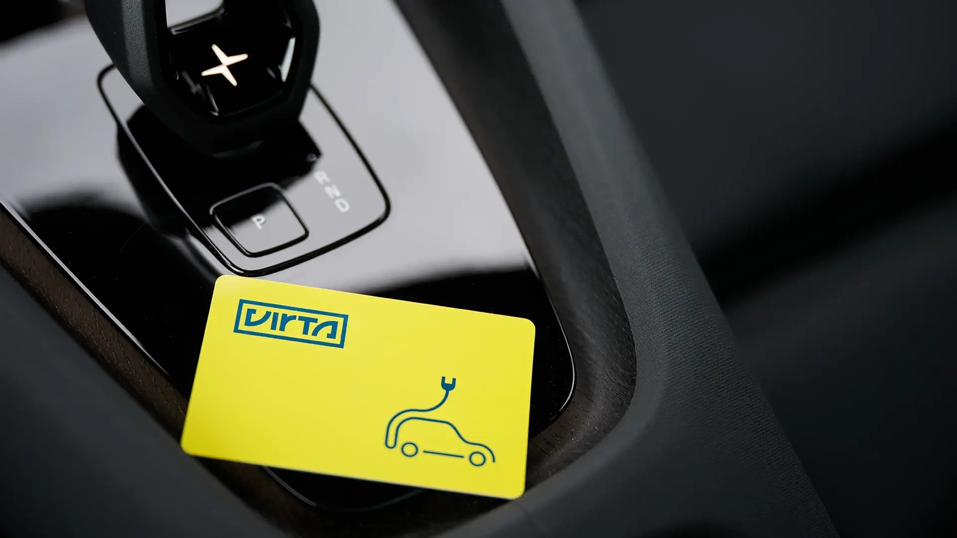 EV charging RFID card on vehicle console