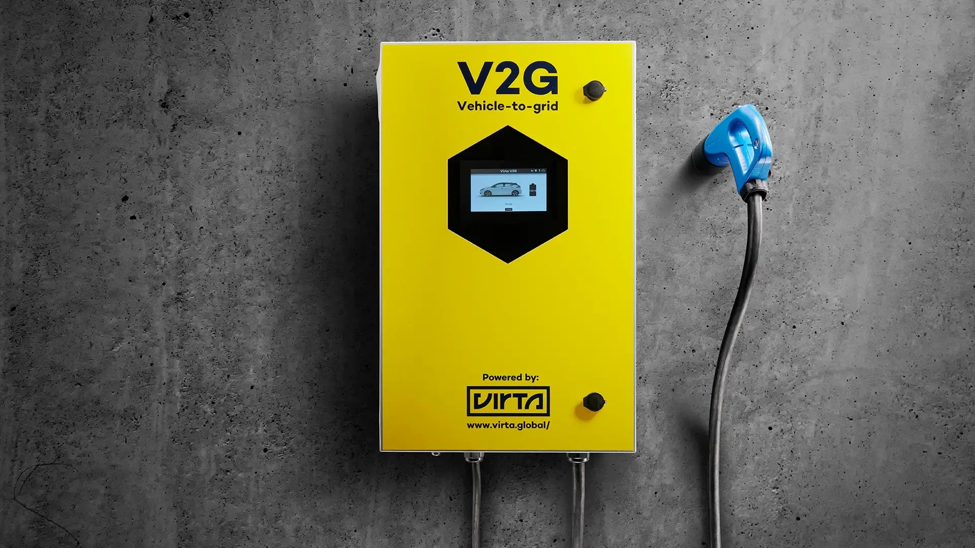 V2G vehicle to Grid Virta Ladestation