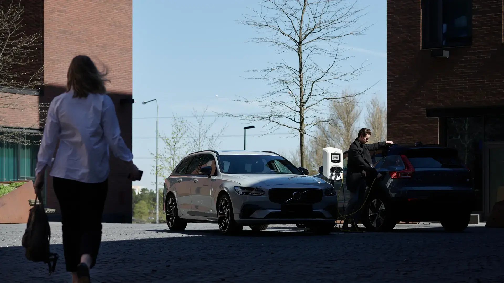 EV charging station in an urban setting