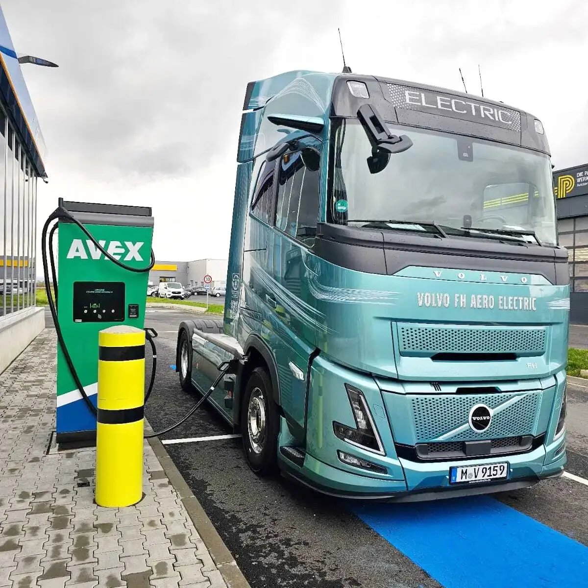 truck charging at AVEX charging hub