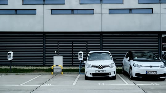 Electric vehicles charging at AC chargers at airport