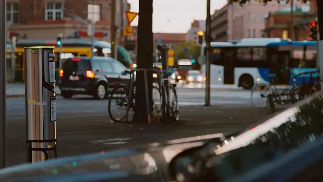 Charger on a busy city street