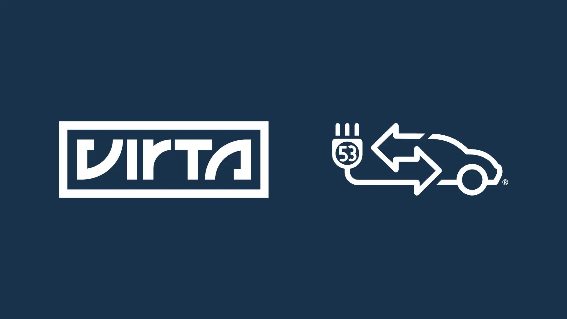Virta and International Energy Agency's (IEA) Task 53 logotypes on blue background