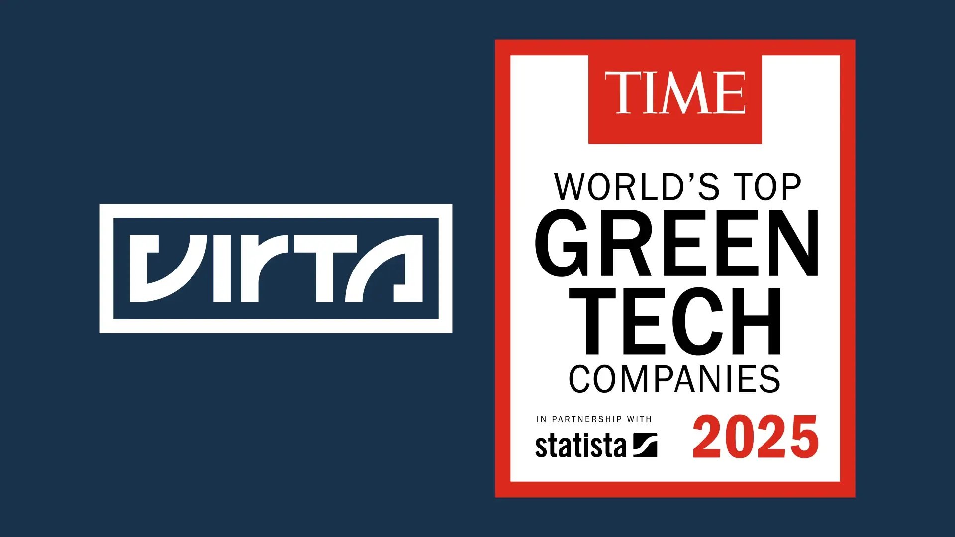 Virta as TIME Magazine’s top green tech companies 2025 banner