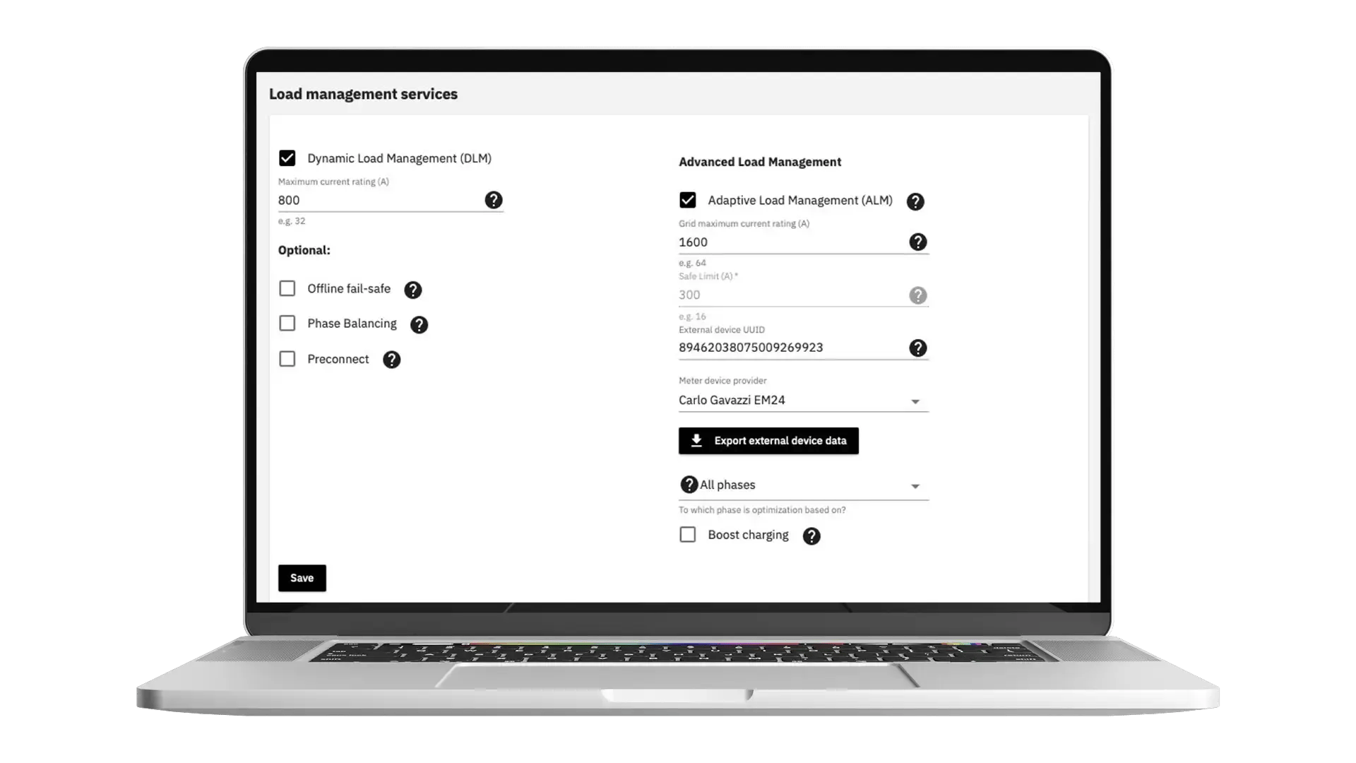 Illustration of a laptop with a dashboard from Virta Hub