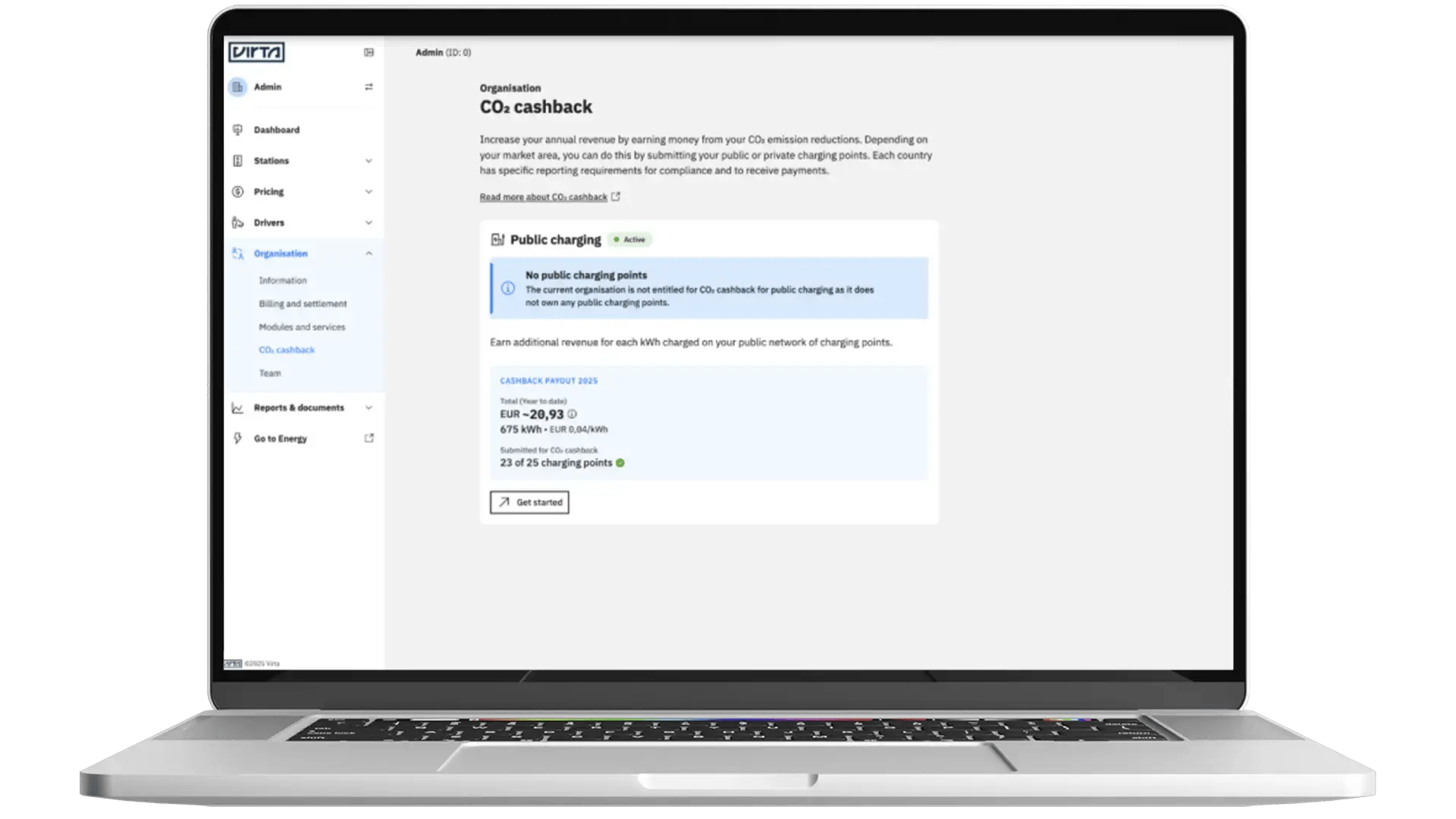 Illustration of a laptop with a dashboard from Virta Hub
